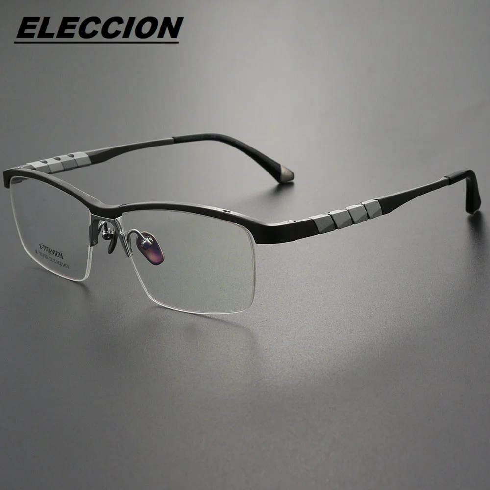 

Eleccion Titanium Glasses Frame Women 2024 New Men Semi Rimless Square Optical Eyeglasses Half Optical Frame Eyewear ZT27034