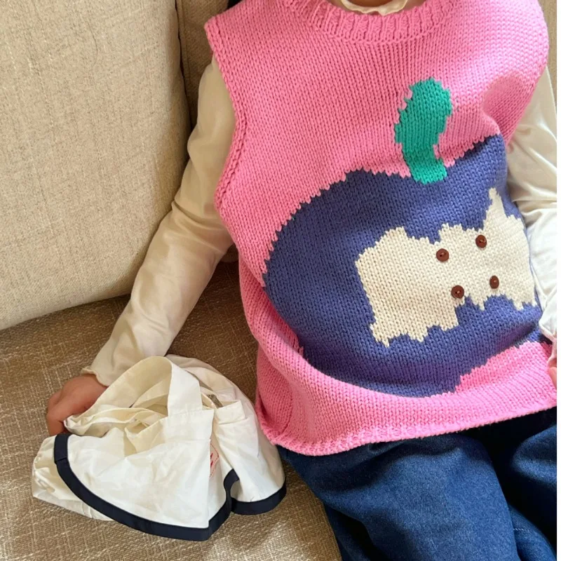 2023 Autumn New Kids sweater soft loose sleeveless knitwear Boys apple knit Vest Girls Tops
2023 Autumn New Kids sweater soft loose sleeveless knitwear Boys apple knit Vest Girls Tops