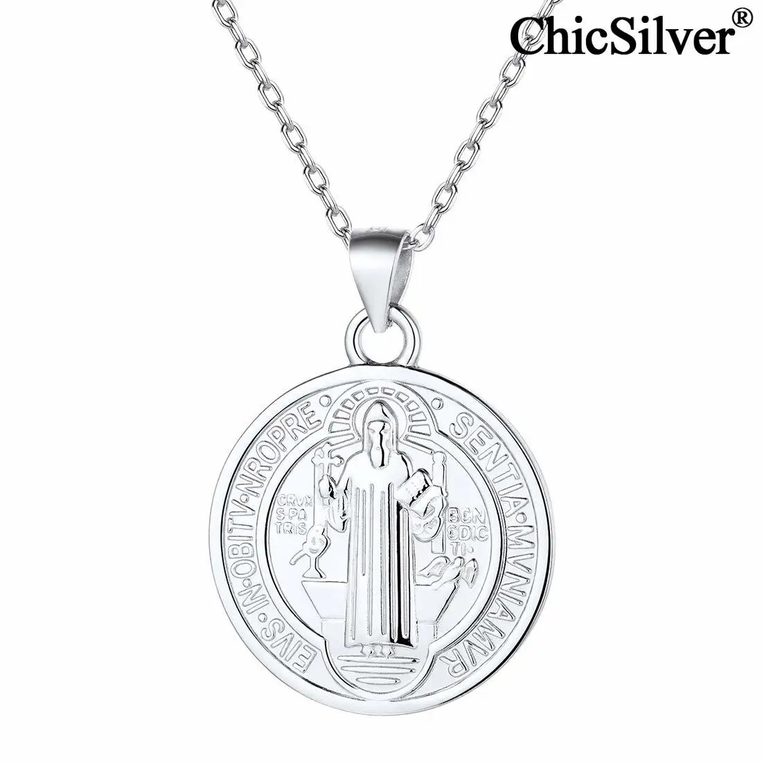 Saint Benedict Cross Necklace for Men Women 925 Sterling Silver Round Pendant Coin Medallion Talisman Amulet Jewelry
Saint Benedict Cross Necklace for Men Women 925 Sterling Silver Round Pendant Coin Medallion Talisman Amulet Jewelry