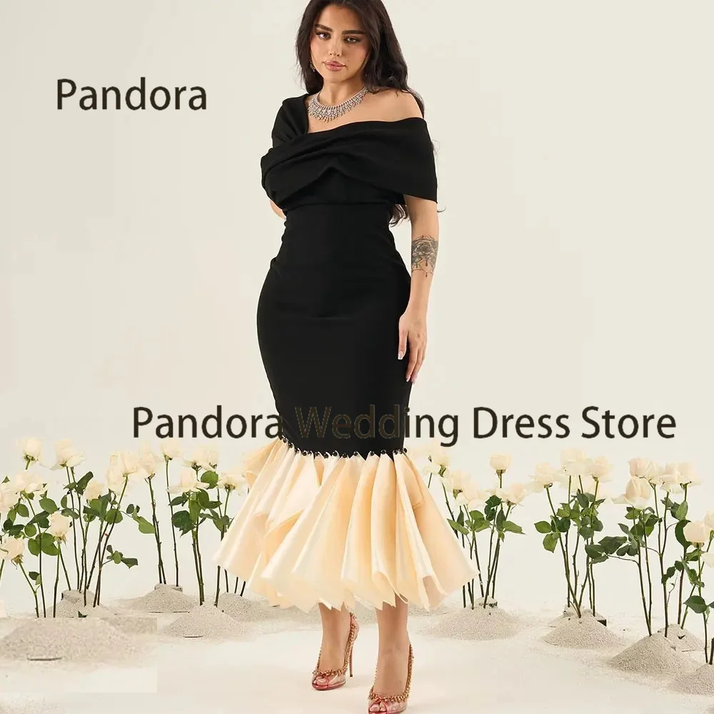 

Pandora Sexy women's formal evening dress strapless short sleeve Tea-Length mermaid pleated birthday wedding ball party dress