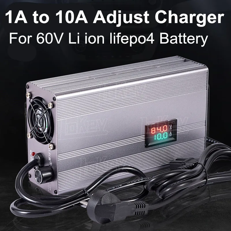 

60V 1A 5A 8A 10A adjust Smart Charger with LCD display for 18S 75.6V 17S 71.4V 16S 67.2V 20S 73V Electric bike Lithium battery