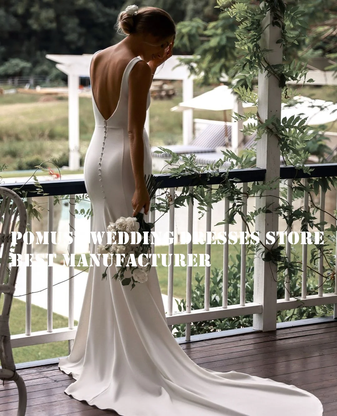 POMUSE Boat Neck Wedding Dress Country Sheath Backless Satin Backless Wedding Bride Gown Custom Made Vestido De Novia for Women
POMUSE Boat Neck Wedding Dress Country Sheath Backless Satin Backless Wedding Bride Gown Custom Made Vestido De Novia for Women