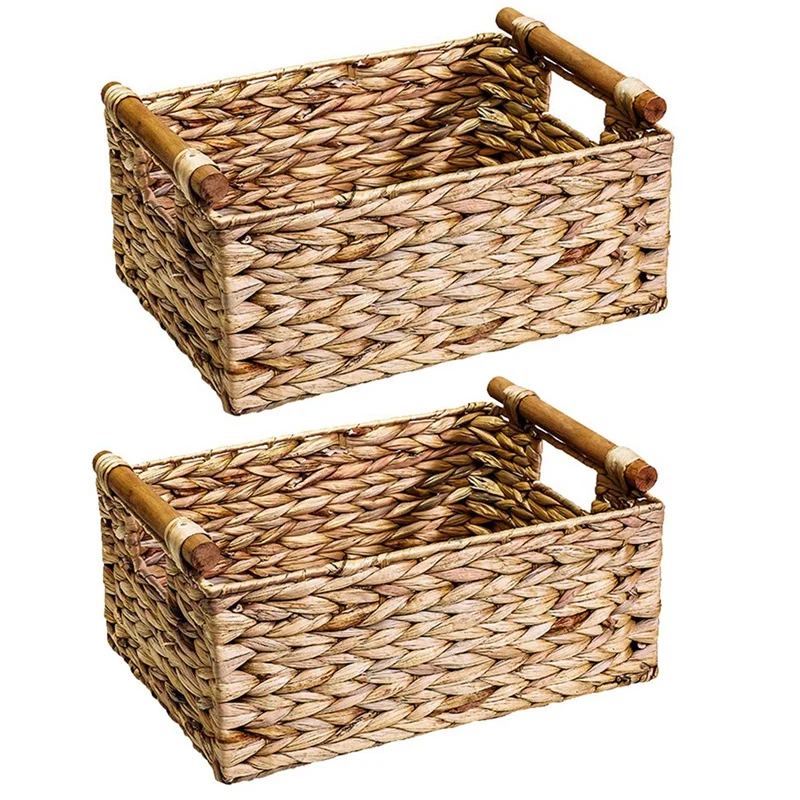 2X Wicker Basket Rectangular With Wooden Handles For Shelves,Water Hyacinth Basket Storage,Natural Baskets B
2X Wicker Basket Rectangular With Wooden Handles For Shelves,Water Hyacinth Basket Storage,Natural Baskets B