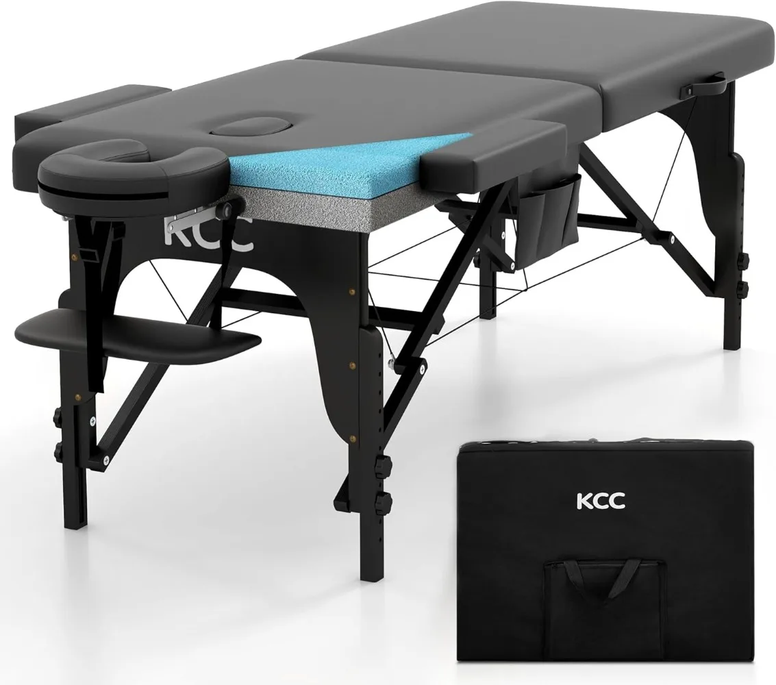 

KCC Memory Foam Massage Table Premium Portable Foldable Massage Bed Height Adjustable, 84 Inches Long 28 Inchs Wide Home Salon