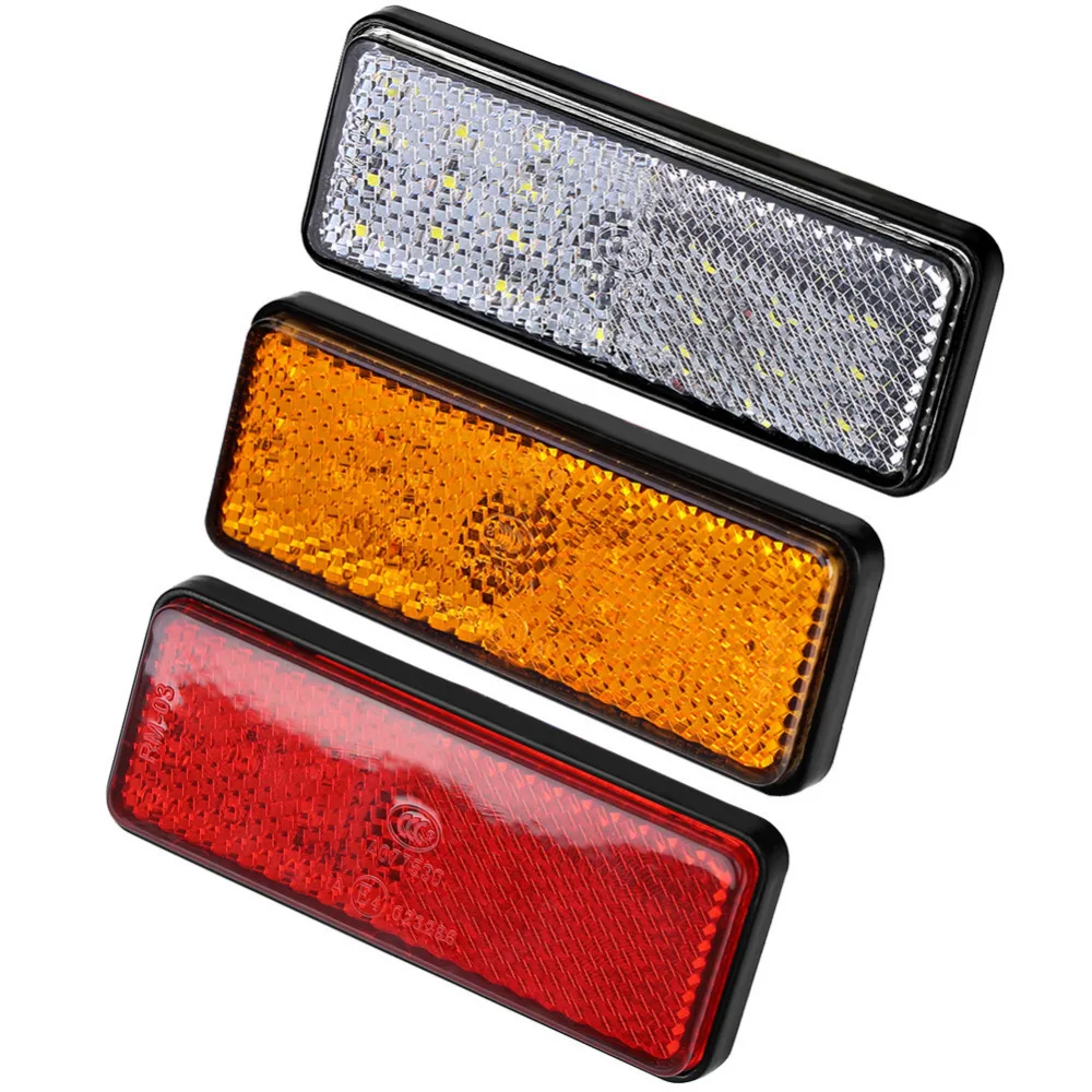 

1pcs 24LED Rectangle Motorcycle Reflector Tail Brake Turn Signal Light Lamp Moto ATV LED Reflectors Truck Side Warning Lights