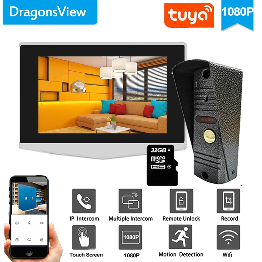 Dragonsview 1080p Video Door Phone for Villa Wifi Wireless Home Intercom System Motion Record HD Touch Screen Monitor Tuya APP
Dragonsview 1080p Video Door Phone for Villa Wifi Wireless Home Intercom System Motion Record HD Touch Screen Monitor Tuya APP