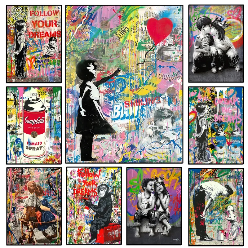 

Graffiti Street Pop Art Posters Banksy Portraits Of Famous People Abstract Canvas Paintings And Print For Living Room Home Decor