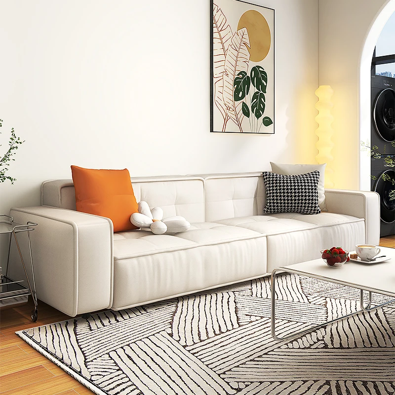 

Прямой тканевый диван Xl для маленькой квартиры, шикарный стиль, тофу, простой ретро-диван