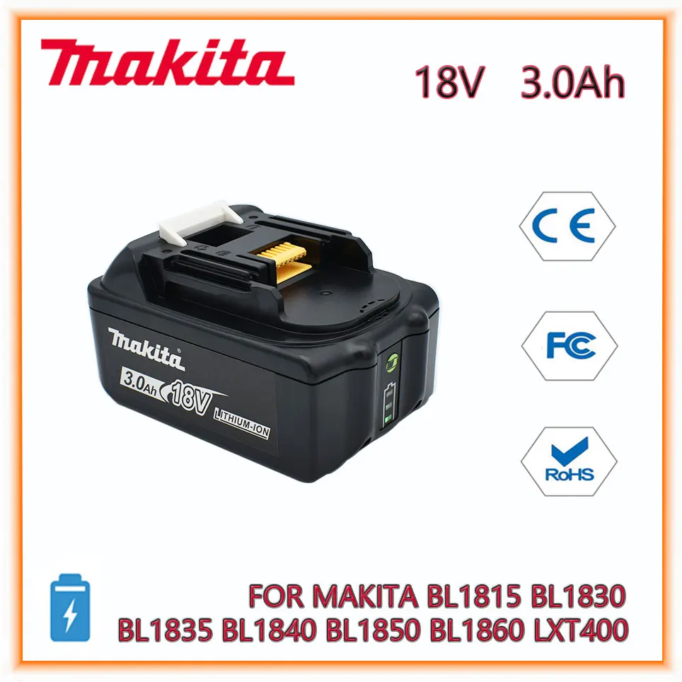 Makita 18V 3.0Ah li-ion battery For Makita BL1830 BL1815 BL1860 BL1840 Replacement Power Tool Battery
Makita 18V 3.0Ah li-ion battery For Makita BL1830 BL1815 BL1860 BL1840 Replacement Power Tool Battery