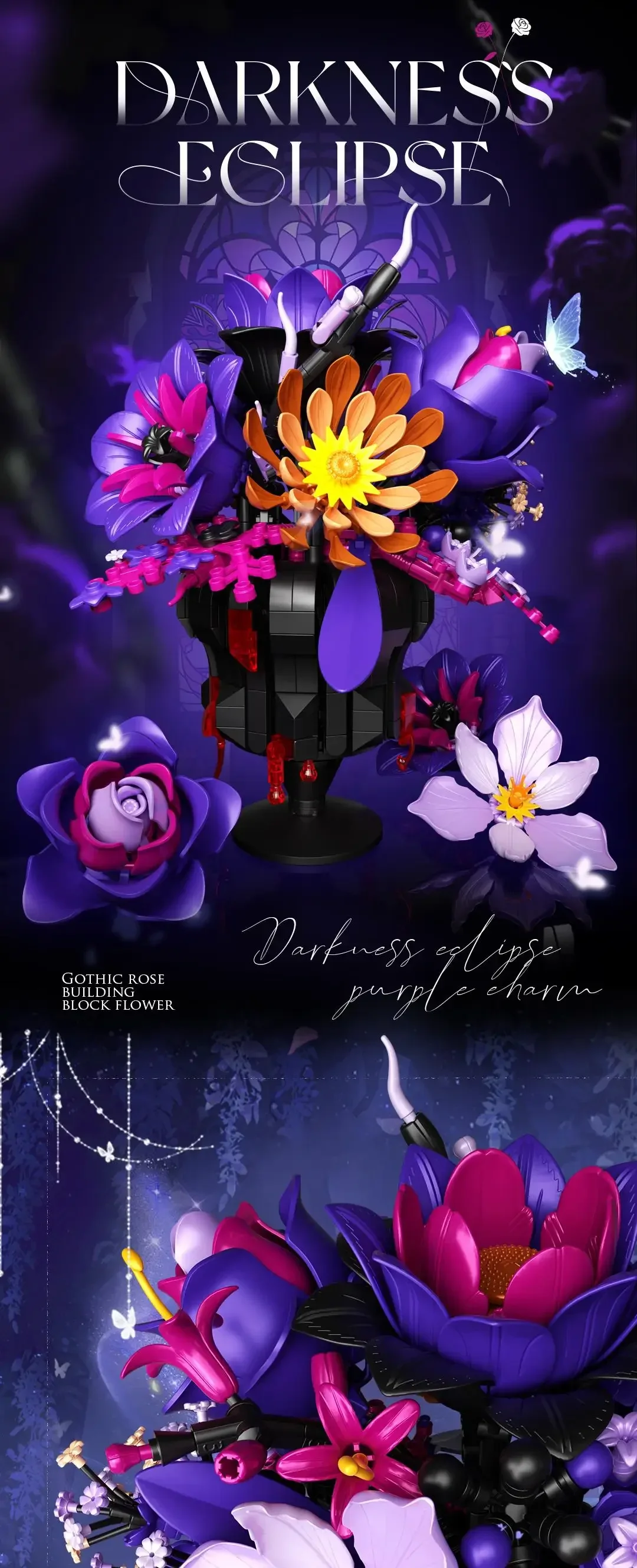 947PCS Gothic Bouquet Building Blocks Preserved Flower Vase Model Bricks Home Decorative Ornaments Kids DIY Toys Holiday Gifts 947PCS Gothic Bouquet Building Blocks Preserved Flower Vase Model Bricks Home Decorative Ornaments Kids DIY Toys Holiday Gifts