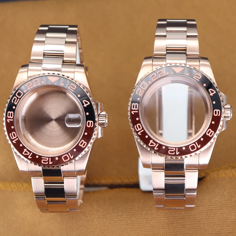 

Rose Gold Man 40mm Watch Case Watchband Housing For Nh34 Nh35 Nh36 Nh38 Miyota 8215 Eta 2824 Movement 28.5mm Dial Sapphire Glass