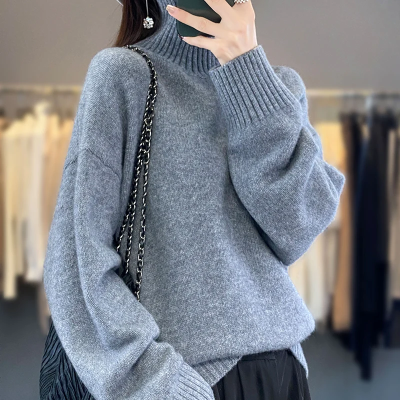 Large Size High Neck Wool Pullover For Women's Turtle Neck Solid Warm Cashmere Jumper For Autumn Winter Loose Versatile Knit Top
Large Size High Neck Wool Pullover For Women's Turtle Neck Solid Warm Cashmere Jumper For Autumn Winter Loose Versatile Knit Top
