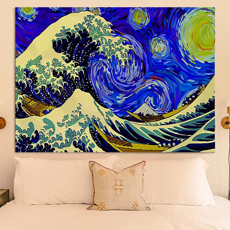 

The Great Wave Tapestry Aesthetic Room Decoration Home Wall Decor Headboards Tapestries Kawaii Decors Bedroom Hanging Decorative