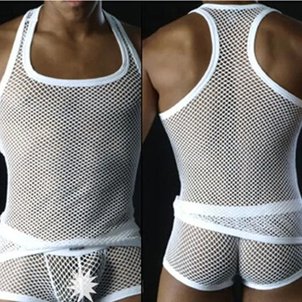Men Sleeveless Vest See Through Fishnet T Shirt Casual Muscle Gym Tee Blouse Hollow Breathable Top Clubwear Tank Underwear
Men Sleeveless Vest See Through Fishnet T Shirt Casual Muscle Gym Tee Blouse Hollow Breathable Top Clubwear Tank Underwear