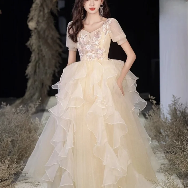 Evening Dress Women's Banquet Elegant Champagne Birthday Pettiskirt Fairy Host Art Exam
Evening Dress Women's Banquet Elegant Champagne Birthday Pettiskirt Fairy Host Art Exam