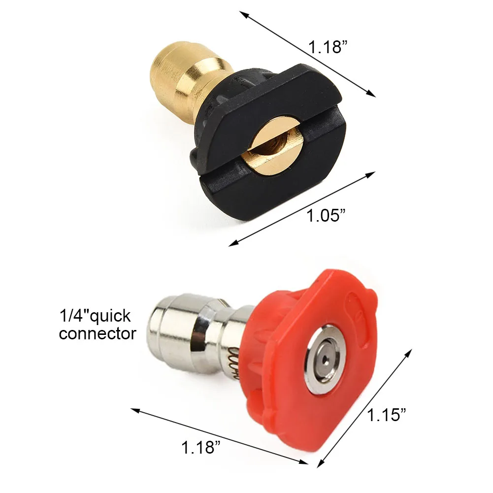 Pressure Washer Spray Nozzle Tips Quick Release Set Water Jet Quick Connector 0 15 25 40 Degree Multiple Degree
Pressure Washer Spray Nozzle Tips Quick Release Set Water Jet Quick Connector 0 15 25 40 Degree Multiple Degree