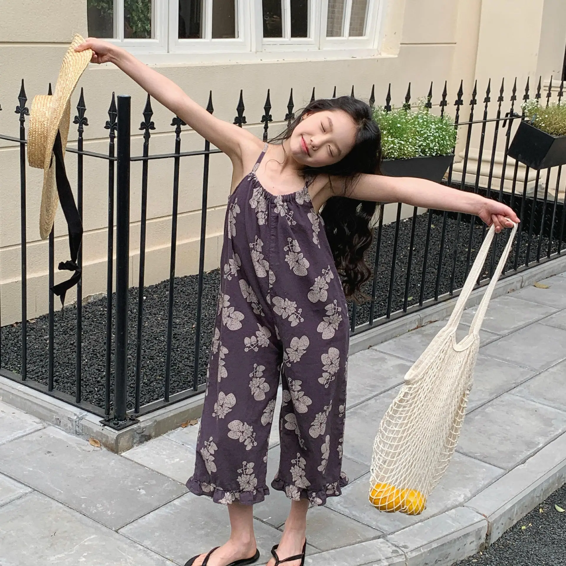 2025 Summer New Girls Loose Sling Pants Fashion Kids Girls Overalls Children Wide Leg Pants Baby Casual Trousers Girls Clothes 2 Sfe4938dfc1544db5a3e32ba2b0e79346F