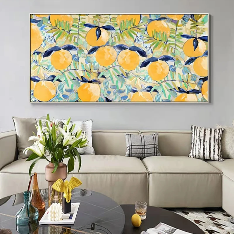 

Hand-painted Oil Painting Persimmon Ruyi Decorative Painting Nordic Living Room Sofa Background Wall Painting Creative Painting