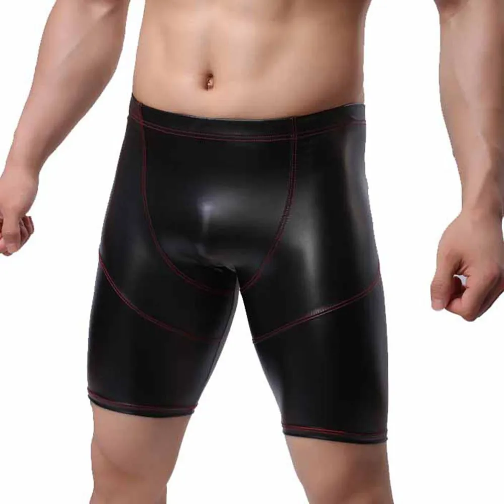 Men's Faux Leather Sexy Fashion Middle Waist Black Color 5-Point Short Pants Leather Shorts For Fitness Sports
Men's Faux Leather Sexy Fashion Middle Waist Black Color 5-Point Short Pants Leather Shorts For Fitness Sports