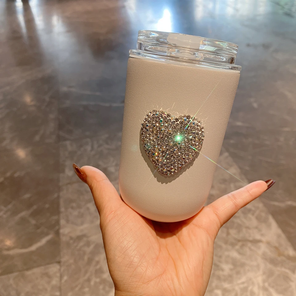 

Кружка для воды Love Heart, стеклянная термос, кофейная кружка, портативная Вакуумная бутылка из нержавеющей стали для горячей и холодной воды