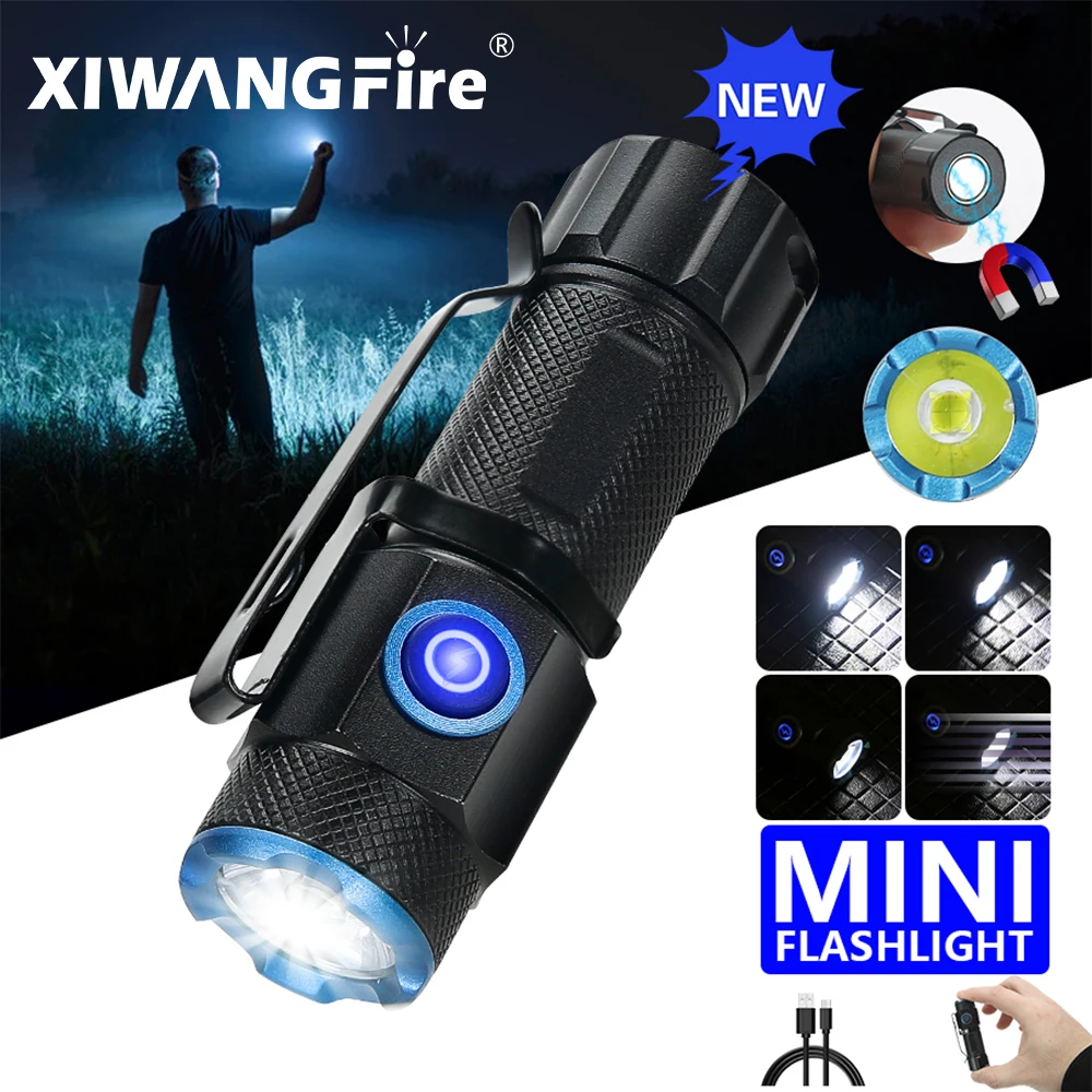 Portable EDC Flashlight XHP50 Mini LED Torch 16340 USB Rechargeable Hat Clip Lights with Tail Magnet Camping Fishing Lantern
Portable EDC Flashlight XHP50 Mini LED Torch 16340 USB Rechargeable Hat Clip Lights with Tail Magnet Camping Fishing Lantern