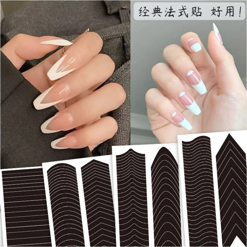 

1pcs French Style Nail Art Stickers Paste Smile Paste Wavy Line Adhesive Slider 3D Nail Stickers DIY Nail Art Decorations Decals