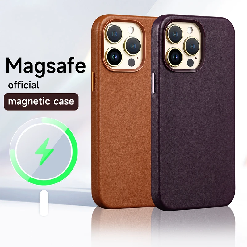 

MagSafe Official Leather Case for Apple iPhone 15 Pro Max 14 13 12 14pro Mag Safe Original Magnet Magnetic Charging Phone Cover