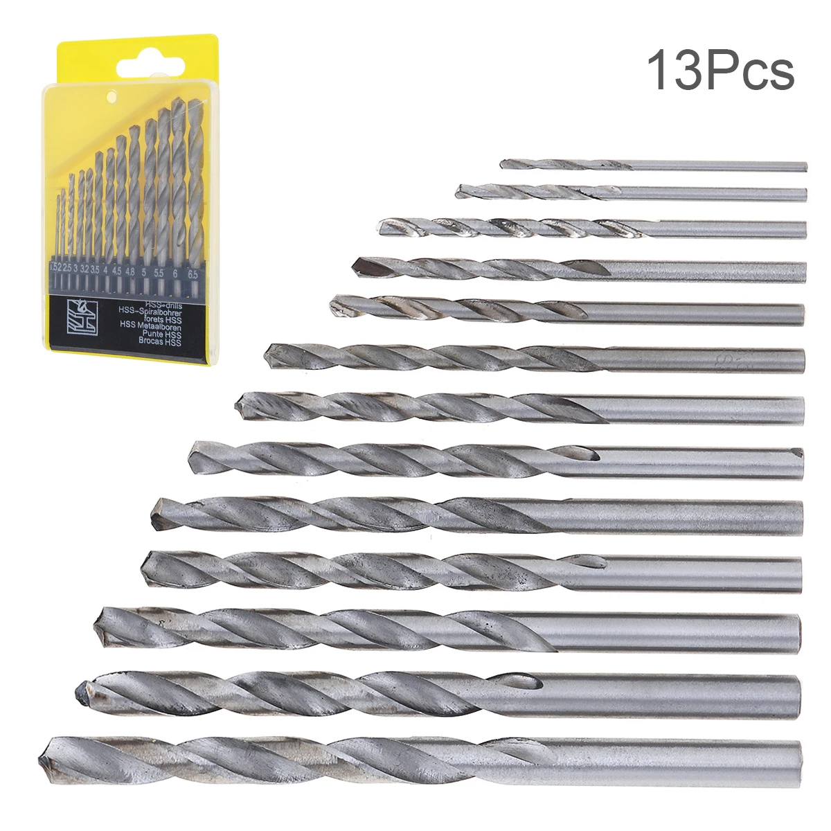 13pcs HHS 4241 Twist Drill Bits Hole Foret HSS Spiralbohrer Metaalboren with Straight Shank for Drilling Aluminum Plastic Wood
13pcs HHS 4241 Twist Drill Bits Hole Foret HSS Spiralbohrer Metaalboren with Straight Shank for Drilling Aluminum Plastic Wood