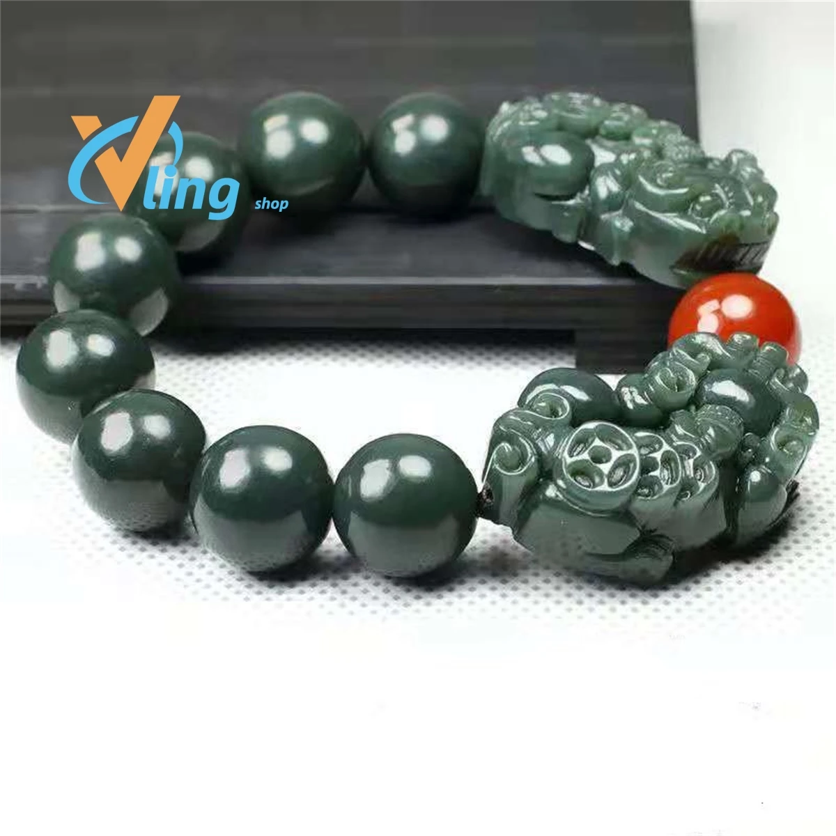 

Xinjiang Hotan Sapphire Double Pixiu Bracelet Jade Buddha Beads Men's And Women's Jade Jewelry Exquisite Fashion Gift Charm