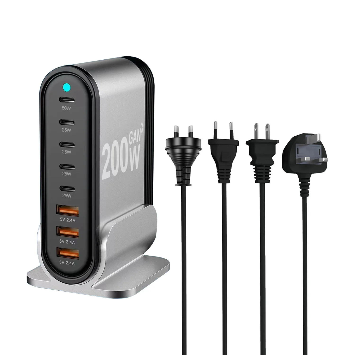 200W 8 Port USB Charger PD50W Type-C Output LED Display Multi USB Charging Station Universal Desktop Phone Laptop Camera USB Hub
200W 8 Port USB Charger PD50W Type-C Output LED Display Multi USB Charging Station Universal Desktop Phone Laptop Camera USB Hub