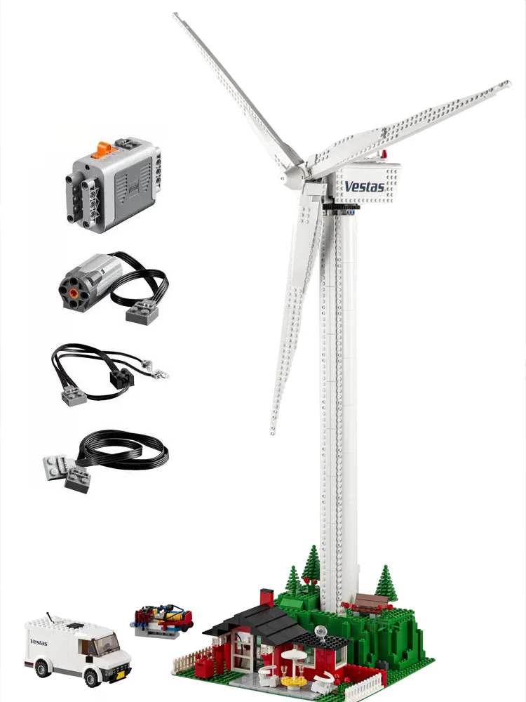 

844PCS Creative Series Vestas Wind Turbine Building Blocks Electric Windmill Generator Model 10268 Bricks Toys For Boy Kids Gift