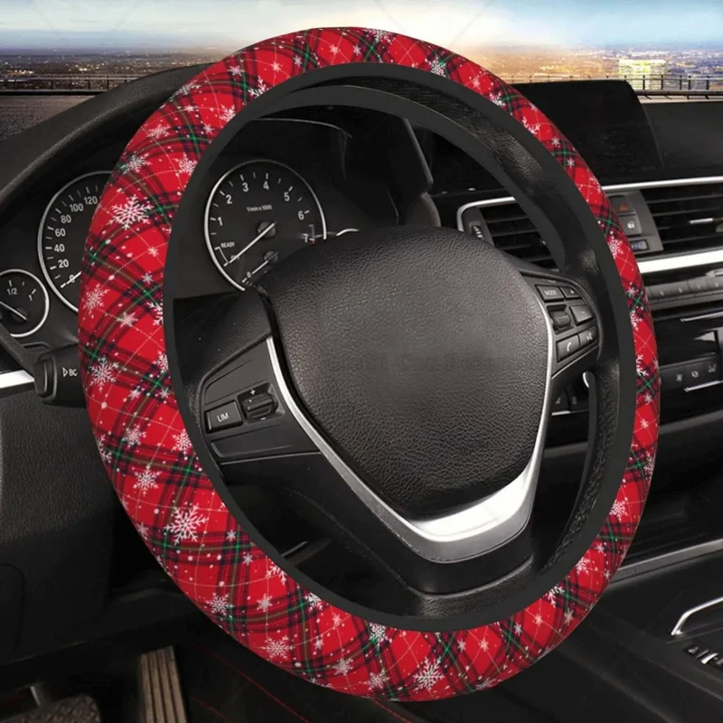 

Christmas Snowflake Car Steering Wheel Cover for Women Men Universal 15 Inch Neoprene Auto Interior Accessories Fit Most Vehicle