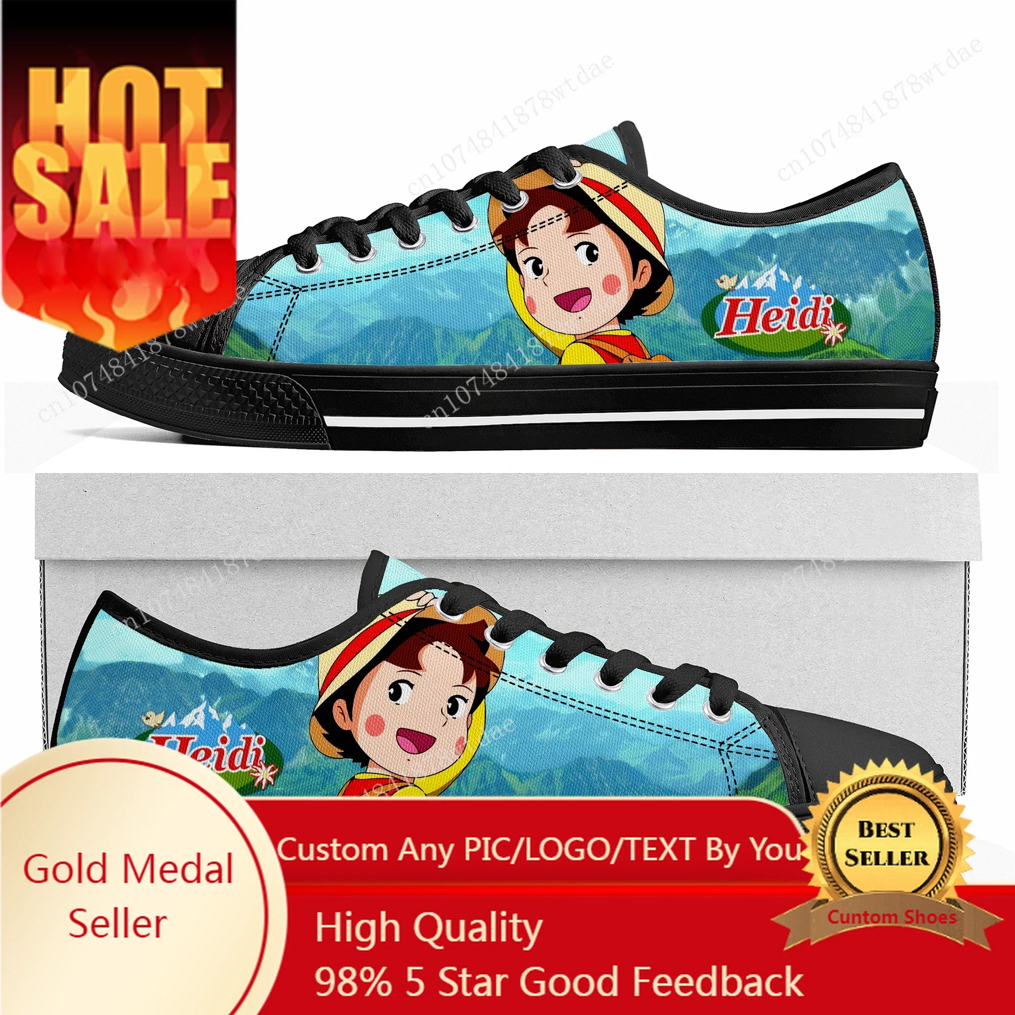 

A Girl Of The Alps Low Top Sneakers Womens Mens Teenager Heidi High Quality Canvas Sneaker Casual Anime Cartoon Customize Shoes