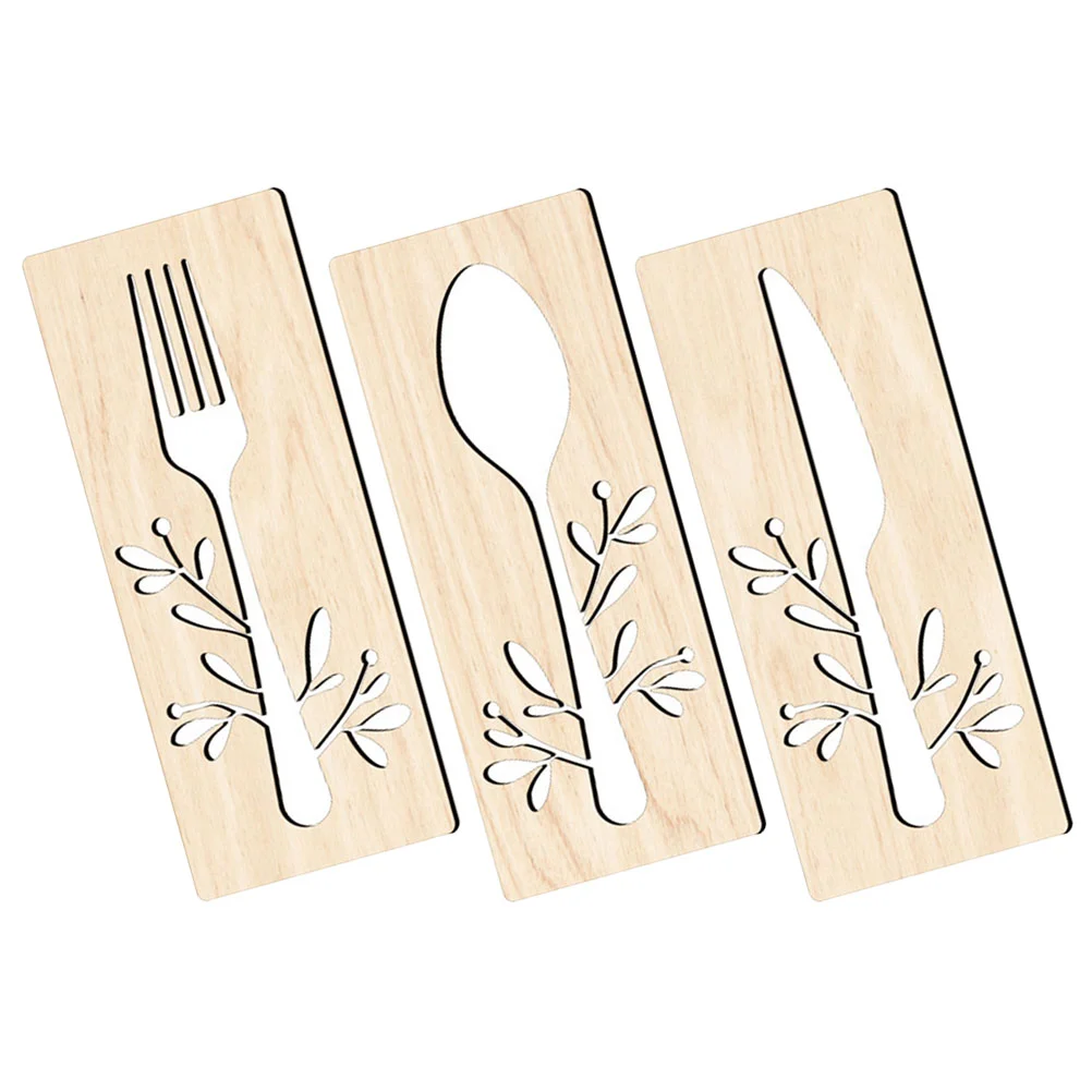 

Wooden Fork Spoon Knife Sign Rustic Wall Decor Restaurant Hollow Out Basswood Cutout