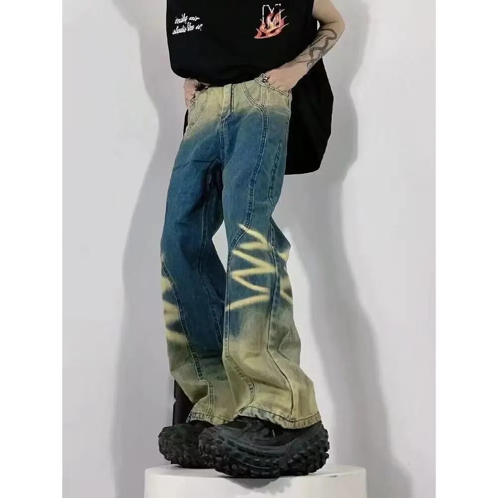 American High Street Gradient Jeans for Men and Women Old Ripple Loose Straight Pants Tide Senior Korean Fashion Sense
American High Street Gradient Jeans for Men and Women Old Ripple Loose Straight Pants Tide Senior Korean Fashion Sense