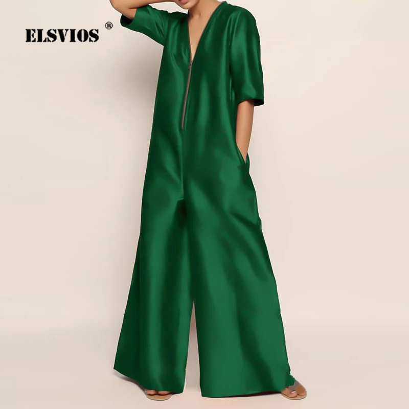 Casual Summer Women Jumpsuit Solid Color Loose Large V-Neck Short Sleeve Straight Wide Leg Pants Fashion Streetwear Lady Rompers
Casual Summer Women Jumpsuit Solid Color Loose Large V-Neck Short Sleeve Straight Wide Leg Pants Fashion Streetwear Lady Rompers