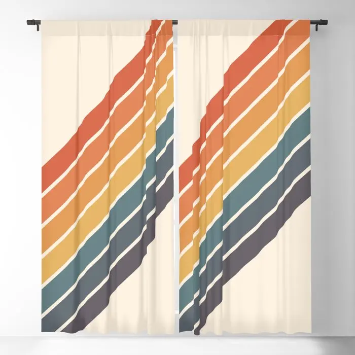 

70s Summer Style Retro Stripes Blackout Curtains 3D Print Window Curtains for Bedroom Living Room Decor Window Treatments