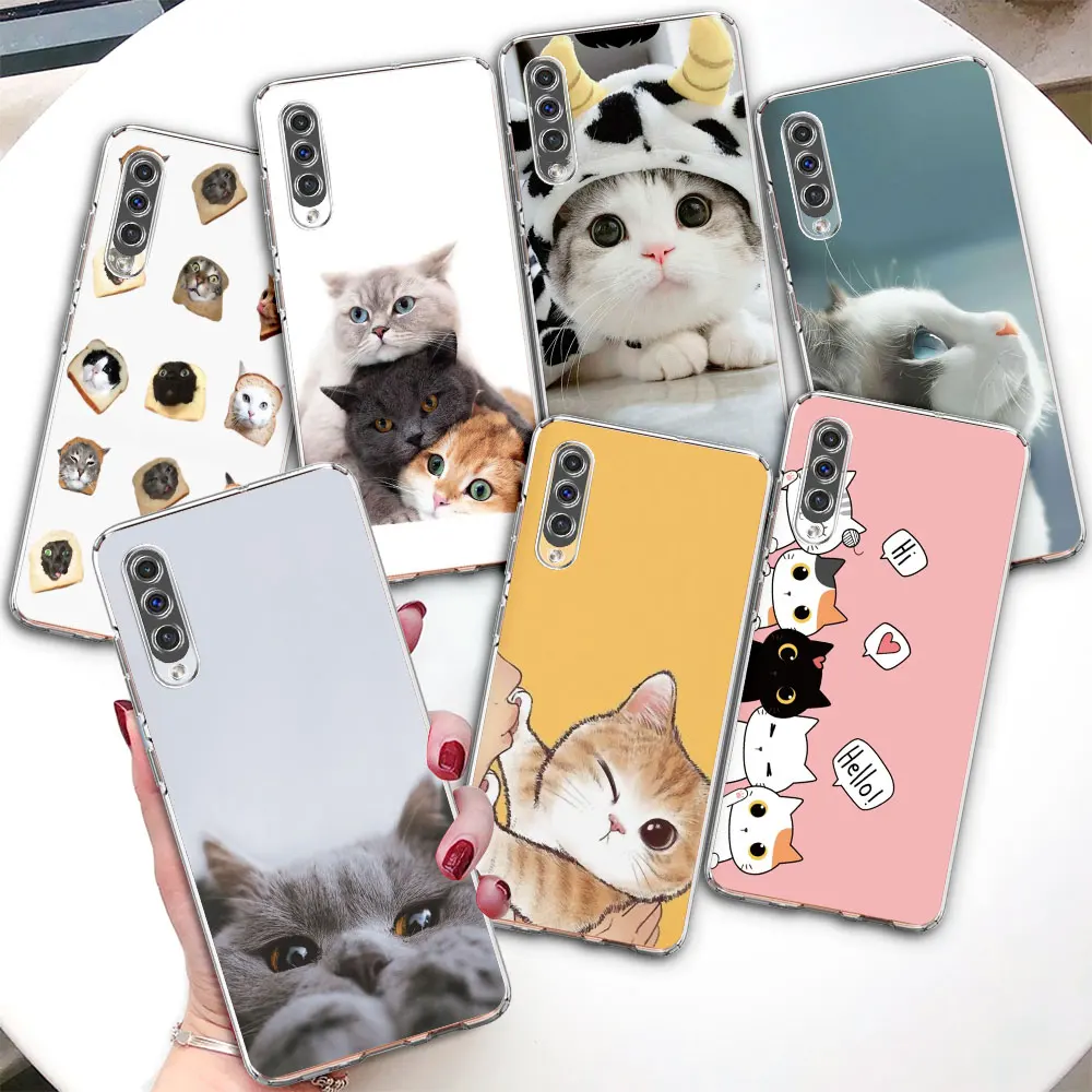 

Cute Cat TPU Case for Samsung Galaxy A7 A70s A40 A30s A20 A50s A10 A20s A10s A20e A6 A8 Plus A9 2018 Clear Phone Cover