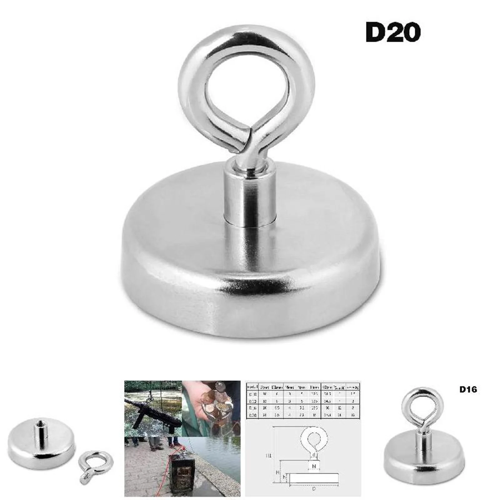 Super Strong Neodymium Fishing Magnet Hook N52 Heavy Duty Rare Earth Magnet with Countersunk Hole Eyebolt 10-48mm Salvage Magnet
Super Strong Neodymium Fishing Magnet Hook N52 Heavy Duty Rare Earth Magnet with Countersunk Hole Eyebolt 10-48mm Salvage Magnet