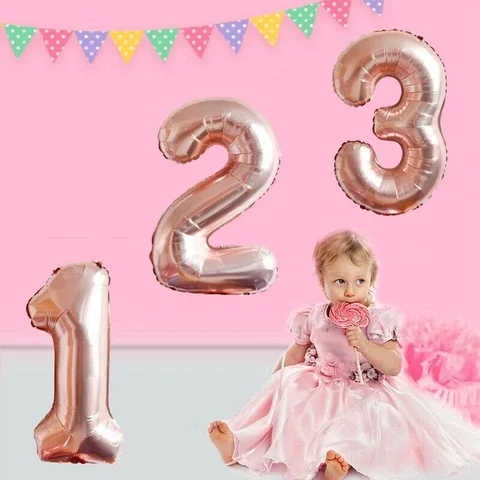 

32inch Rose Gold Silver Number Foil Balloons Helium Ballons 0-9 Birthday Party Decorations Kids Baby Shower Wedding Air Globos