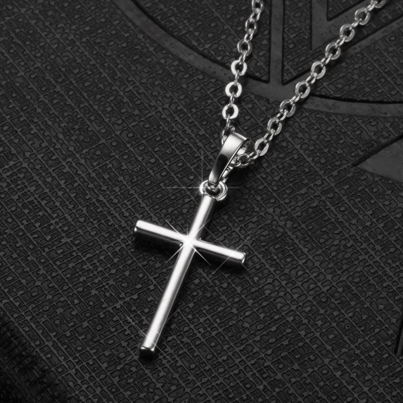 Fashion Christian Jesus Cross Necklaces Silver Color Long Chain Simple Cross Pendants For Women Men Jewelry Gifts Fashion Christian Jesus Cross Necklaces Silver Color Long Chain Simple Cross Pendants For Women Men Jewelry Gifts