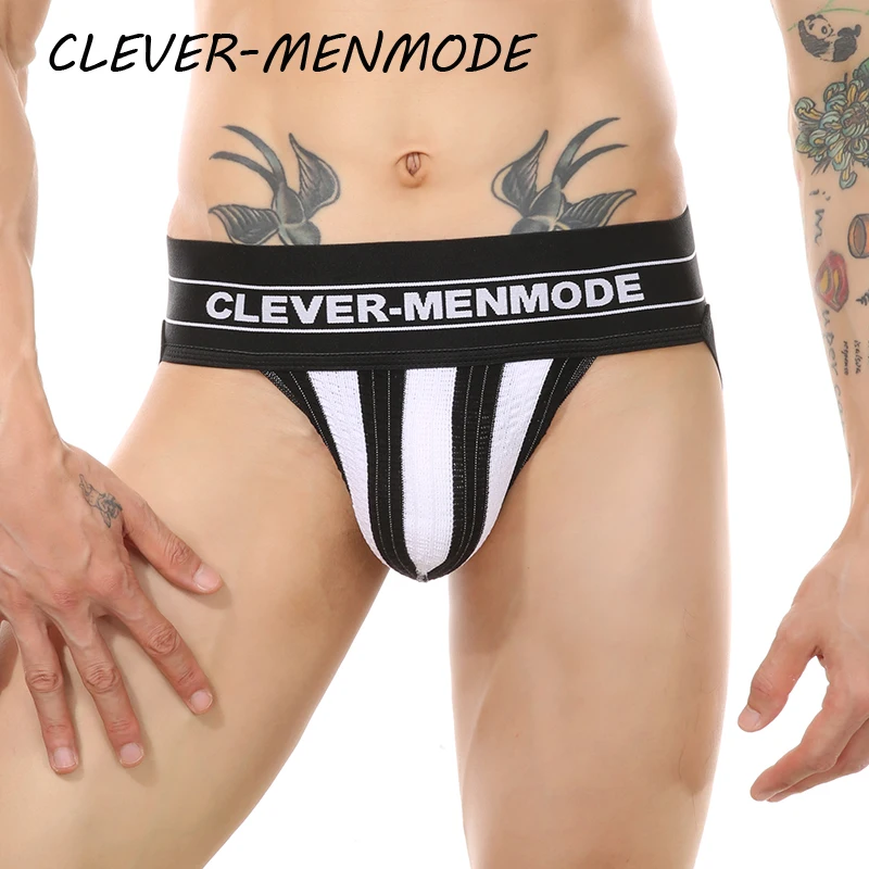 

CLEVER-MENMODE Men's Sexy Cotton Open Bottom Double Thong Large Bag U Convex Lingerie Elasticity T Back BDSM Mini Micro Panties