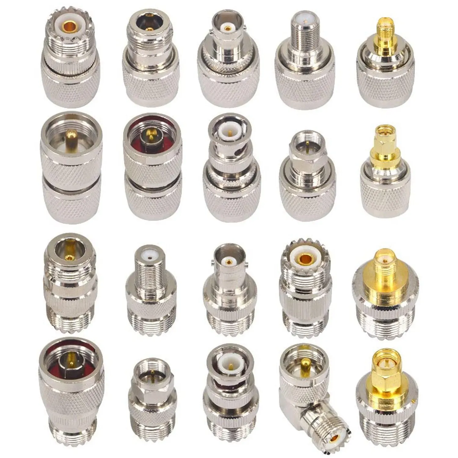 20PCS RF Coaxial Connector Kit UHF SO239 PL259 Adapter Set UHF to SMA/BNC/N/UHF/F Adapter Coax Adapter for CB Antenna
20PCS RF Coaxial Connector Kit UHF SO239 PL259 Adapter Set UHF to SMA/BNC/N/UHF/F Adapter Coax Adapter for CB Antenna