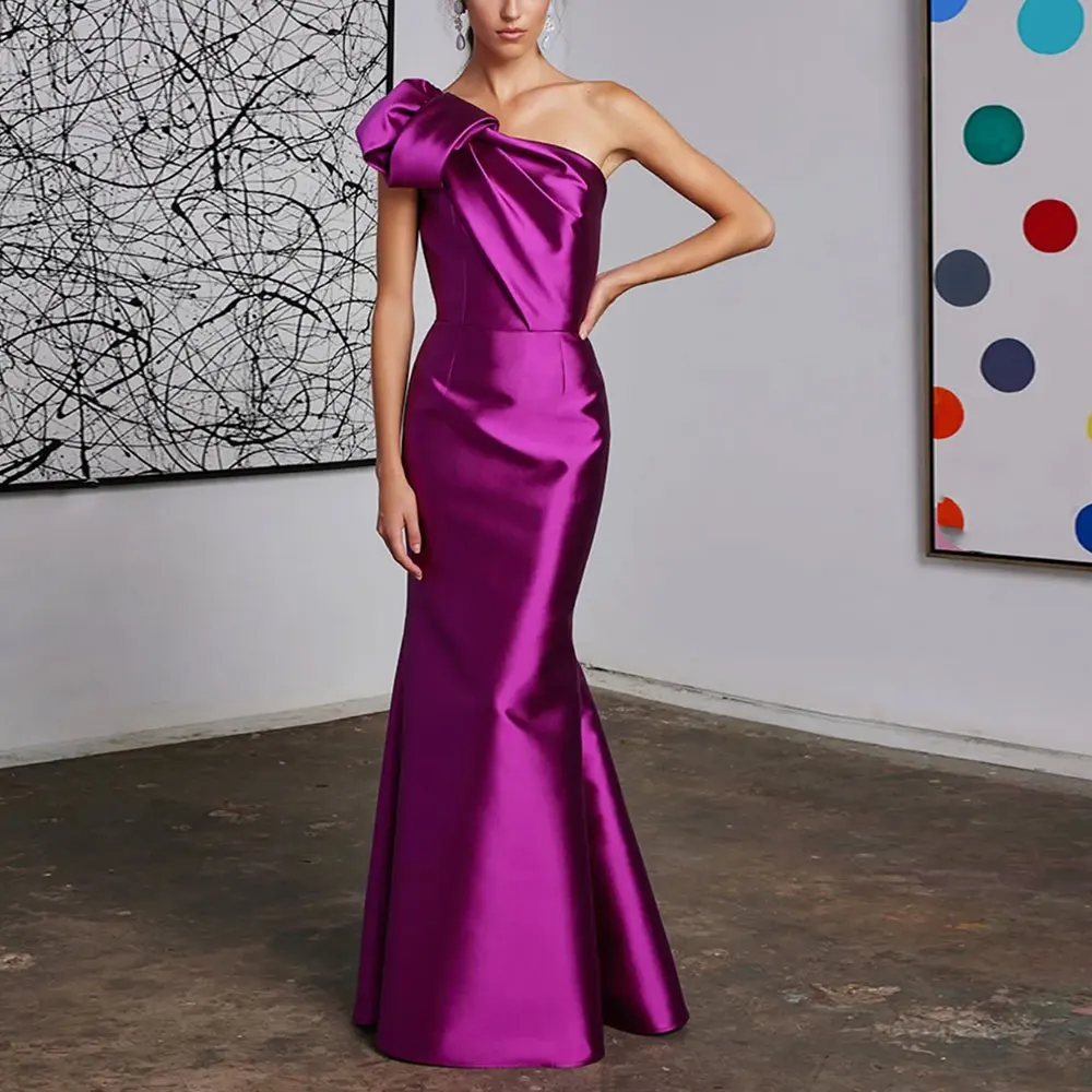 Vintage Long Satin Evening Dresses 2024 Fuchsia Pleated Mermaid Prom Gowns One Shoulder Formal Occasion Party Dress for Women
Vintage Long Satin Evening Dresses 2024 Fuchsia Pleated Mermaid Prom Gowns One Shoulder Formal Occasion Party Dress for Women