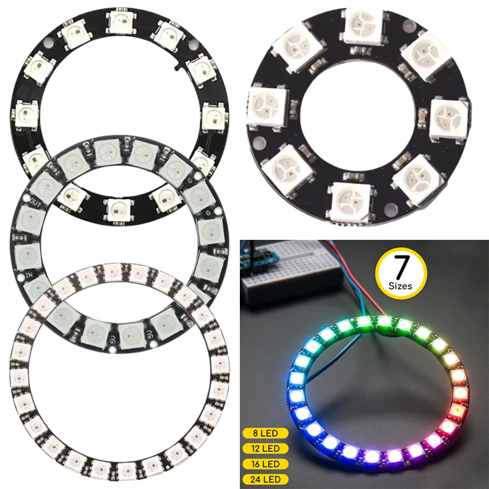 RGB LED Ring 5V Individual Addressable W 812 Discolorable Lighting Programmable For Home Holiday Party Decoration 8 To24 Lights
RGB LED Ring 5V Individual Addressable W 812 Discolorable Lighting Programmable For Home Holiday Party Decoration 8 To24 Lights