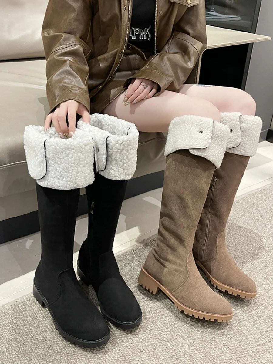 Women's Leather Boots Zipper Sexy Thigh High Heels High Sexy Shoes Winter Footwear Boots-Women Round Toe Over-the-Knee Flat Rub
Women's Leather Boots Zipper Sexy Thigh High Heels High Sexy Shoes Winter Footwear Boots-Women Round Toe Over-the-Knee Flat Rub