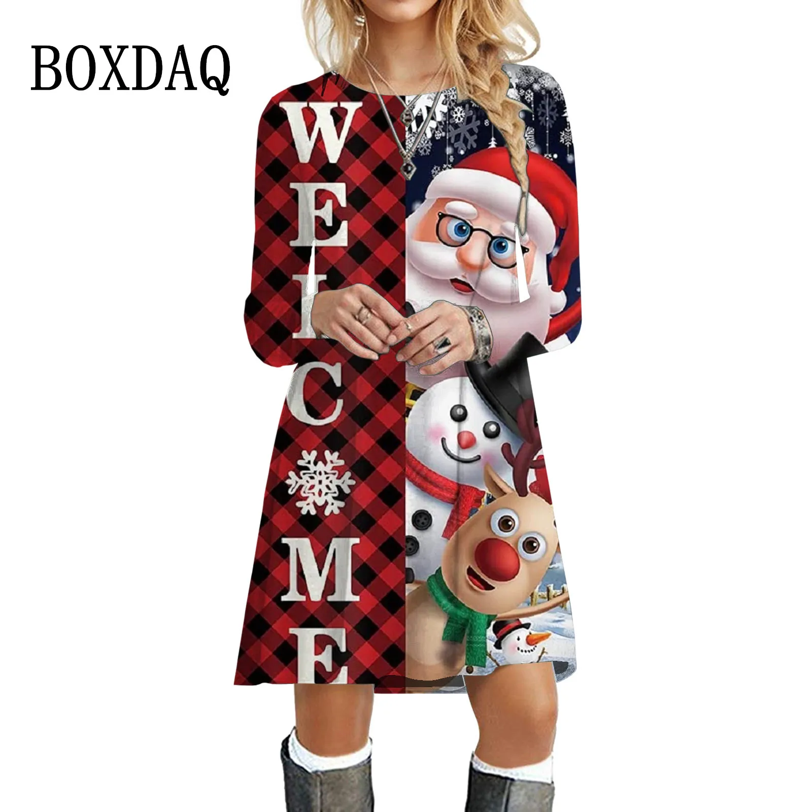 Cartoon Santa Claus Plaid Print Dress Women Cute Party Christmas Snowman Winter Dresses 2024 New Year Long Sleeve Oversize Dress
Cartoon Santa Claus Plaid Print Dress Women Cute Party Christmas Snowman Winter Dresses 2024 New Year Long Sleeve Oversize Dress