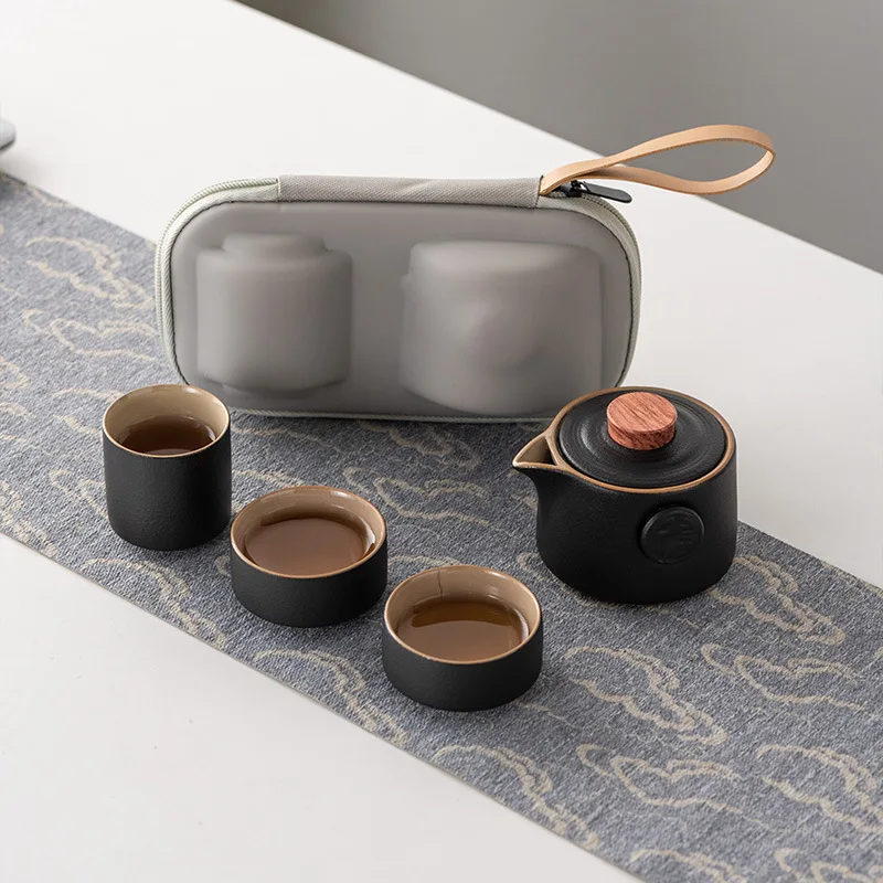 

Portable Teapot Teacup Set with Travel Kit Kung Fu Teaware Ceramic Outdoor Tea Pots Chinese Tea Pot and Cup Set Teaware