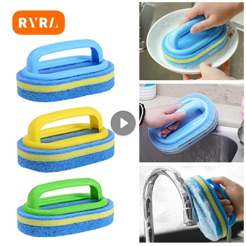 

Cleaning Sponge Brush Kitchen Bathroom Plastic Handheld Blue Bathtub Ceramic Bathroom Glass Tile Toilet Brushes Cleaning Tools