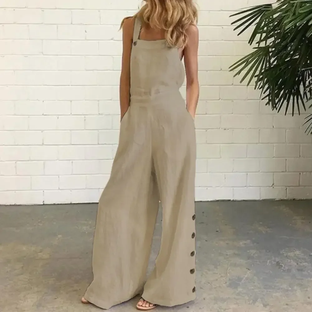 2024 Women Jumpsuit Summer Sleeveless Solid Color Wide Leg Pockets Loose Strappy Playsuit Overall Wide Leg Pockets Mono Verano
2024 Women Jumpsuit Summer Sleeveless Solid Color Wide Leg Pockets Loose Strappy Playsuit Overall Wide Leg Pockets Mono Verano